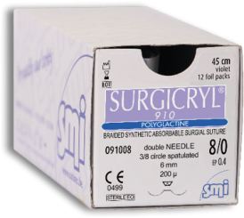 Surgicryl 910 viol. gefl. USP 8/0 45cm, 2xDSP6,0mm/200µm 